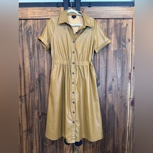 Who What Wear Camel Faux Leather Button-Down Dress